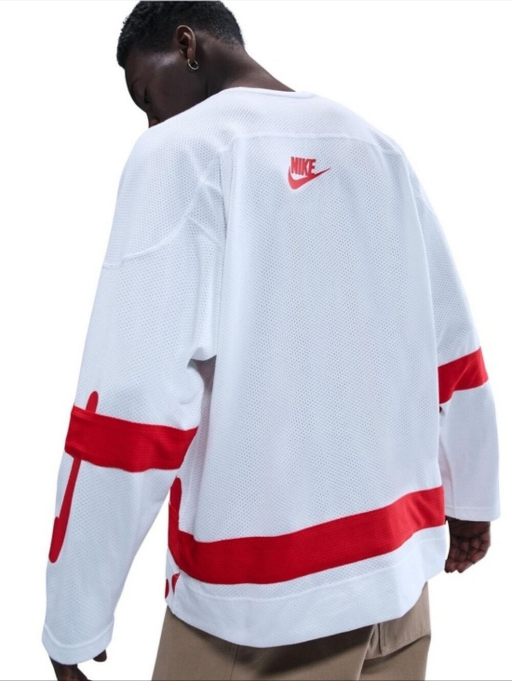 Nike Sportswear Club Oversized White Hockey Jersey Sweater HV1137-100 Men’s Smal - Picture 5 of 16